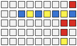 [B][Y][B][Y][B][Y][B] with the last [Y] starting [Y][R][R][Y] down and the final [B] centering the vertical [R][B][R]